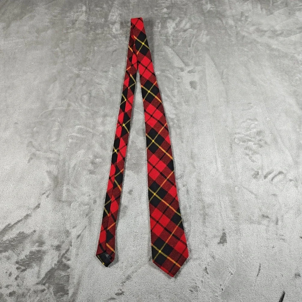 Vintage Polo Ralph Lauren Tie Men 53.5x3.2 Red Plaid Wool Preppy Scotland Preppy